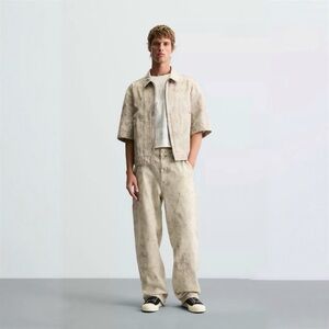 ZARA Men's Beige Abstract Print Carpenter Pants Size 30 NWT